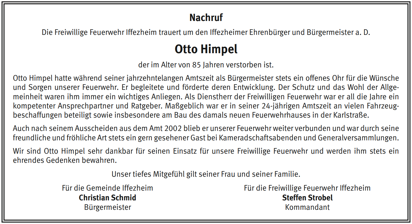 Nachruf Otto Himpel